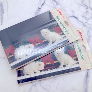 Vintage Avanti Christmas Invitations Cats on Piano 2 Packs (8 Cards Each) NOS